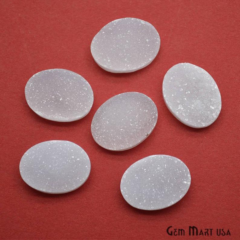 Plain Color Druzy 12x16mm Oval Shape Loose Cabochon (Pick Your Color) - GemMartUSA