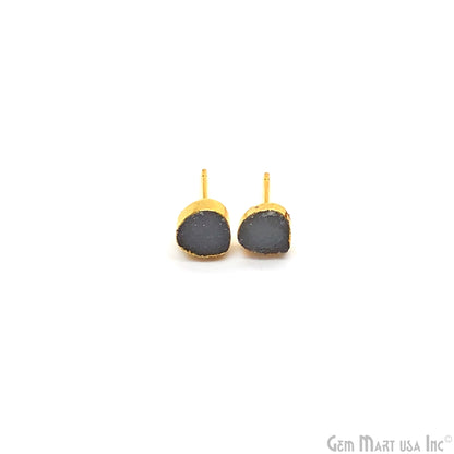 Heart Shape 8mm Gold Electroplated Druzy Stud Earrings