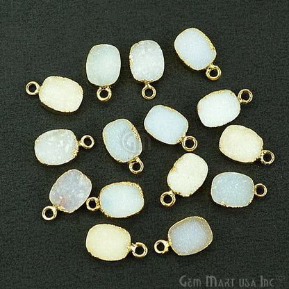Gold Electroplated Druzy 8x10mm Octagon Shape Druzy Gemstone Connector (Pick Your Color, Bail) - GemMartUSA