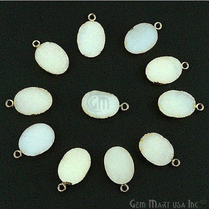Druzy Gold Electroplated 12x16mm Oval Single Bail Gemstone Connector