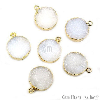 Gold Electroplated 14mm Round Druzy Single Bail Gemstone Connector
