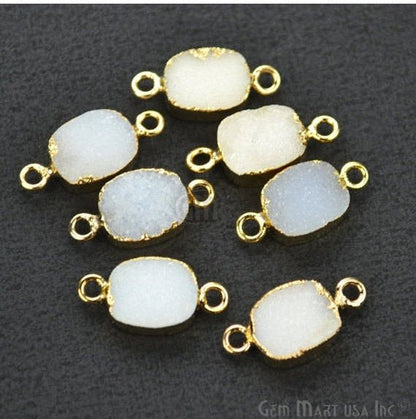 Gold Electroplated Druzy 8x10mm Octagon Shape Druzy Gemstone Connector (Pick Your Color, Bail) - GemMartUSA