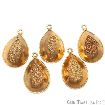 Window Druzy 13x18mm Pears Bezel Cave Druzy Connector (Pick Color, Bail, Plating) - GemMartUSA
