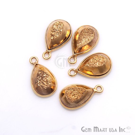 Window Druzy 8x12mm Pears Bezel Cave Druzy Connector (Pick Color, Bail, Plating) - GemMartUSA