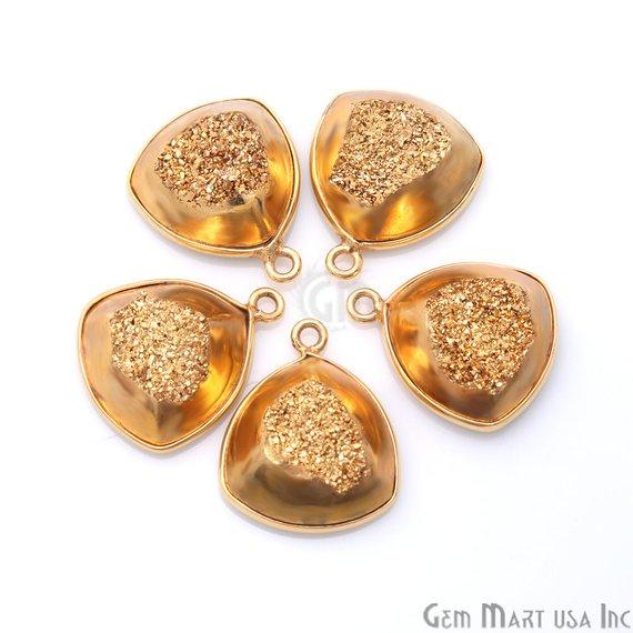 Window Druzy 14mm Trillion Bezel Cave Druzy Gemstone Connector (Pick Your Color, Bail, Plating) - GemMartUSA