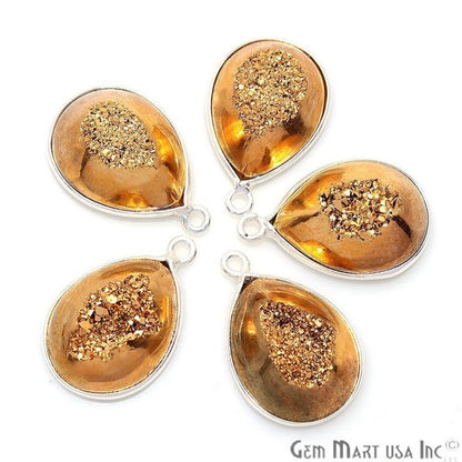 Window Druzy 12x16mm Pears Bezel Cave Druzy Connector (Pick Color, Bail, Plating) - GemMartUSA