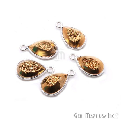 Window Druzy 8x12mm Pears Bezel Cave Druzy Connector (Pick Color, Bail, Plating) - GemMartUSA