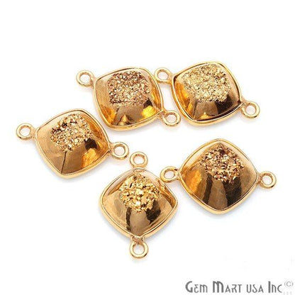 Window Druzy 10mm Cushion Shape Bezel Cave Druzy Gemstone Connector (Pick Your Color, Bail, Plating) - GemMartUSA