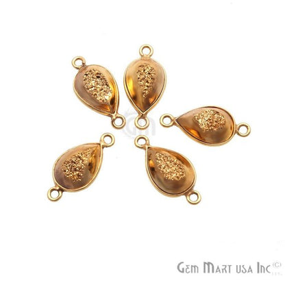 Window Druzy 8x12mm Pears Bezel Cave Druzy Connector (Pick Color, Bail, Plating) - GemMartUSA