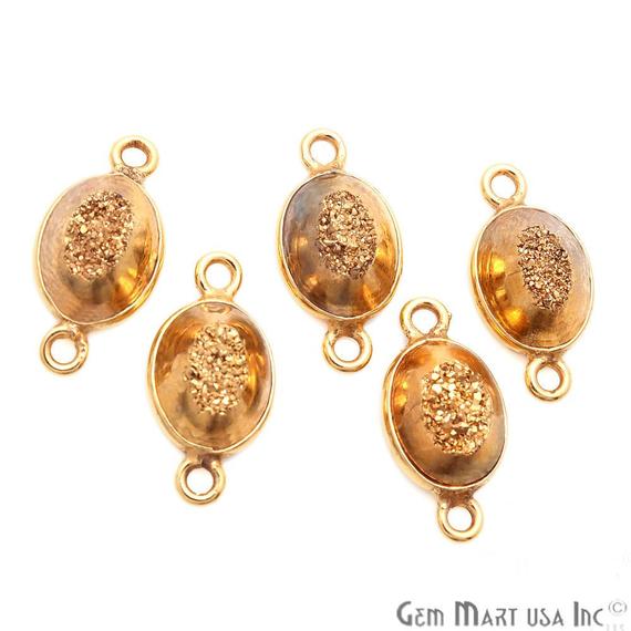 Window Druzy 7x9mm Oval Bezel Cave Druzy Gemstone Connector (Pick Your Color, Bail, or Plating) - GemMartUSA