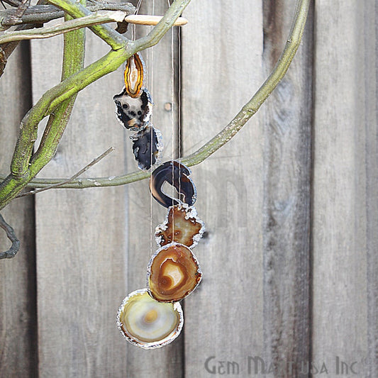 Mixed Color Windchimes, Agate Windchimes, Garden Decor, Patio Decor, Outdoor Chimes, Agate Slice, Home Decor - GemMartUSA