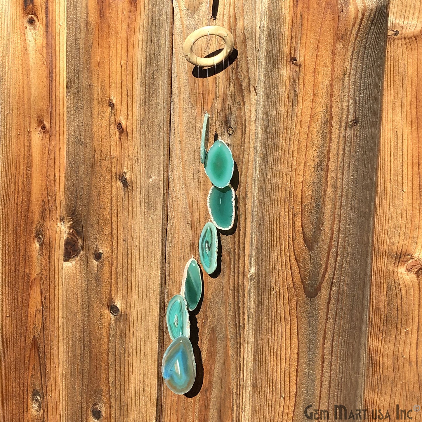 Green Agate Slice Wind Chime, Natural Gemstone Wind Chime, Garden Décor, Home Décor, Melodic Tones