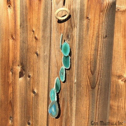 Green Agate Slice Wind Chime, Natural Gemstone Wind Chime, Garden Décor, Home Décor, Melodic Tones