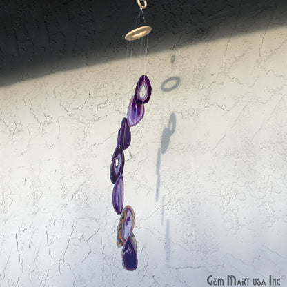 Purple Agate Slice Wind Chime, Natural Gemstone Wind Chime, Garden Décor, Home Décor, Melodic Tones