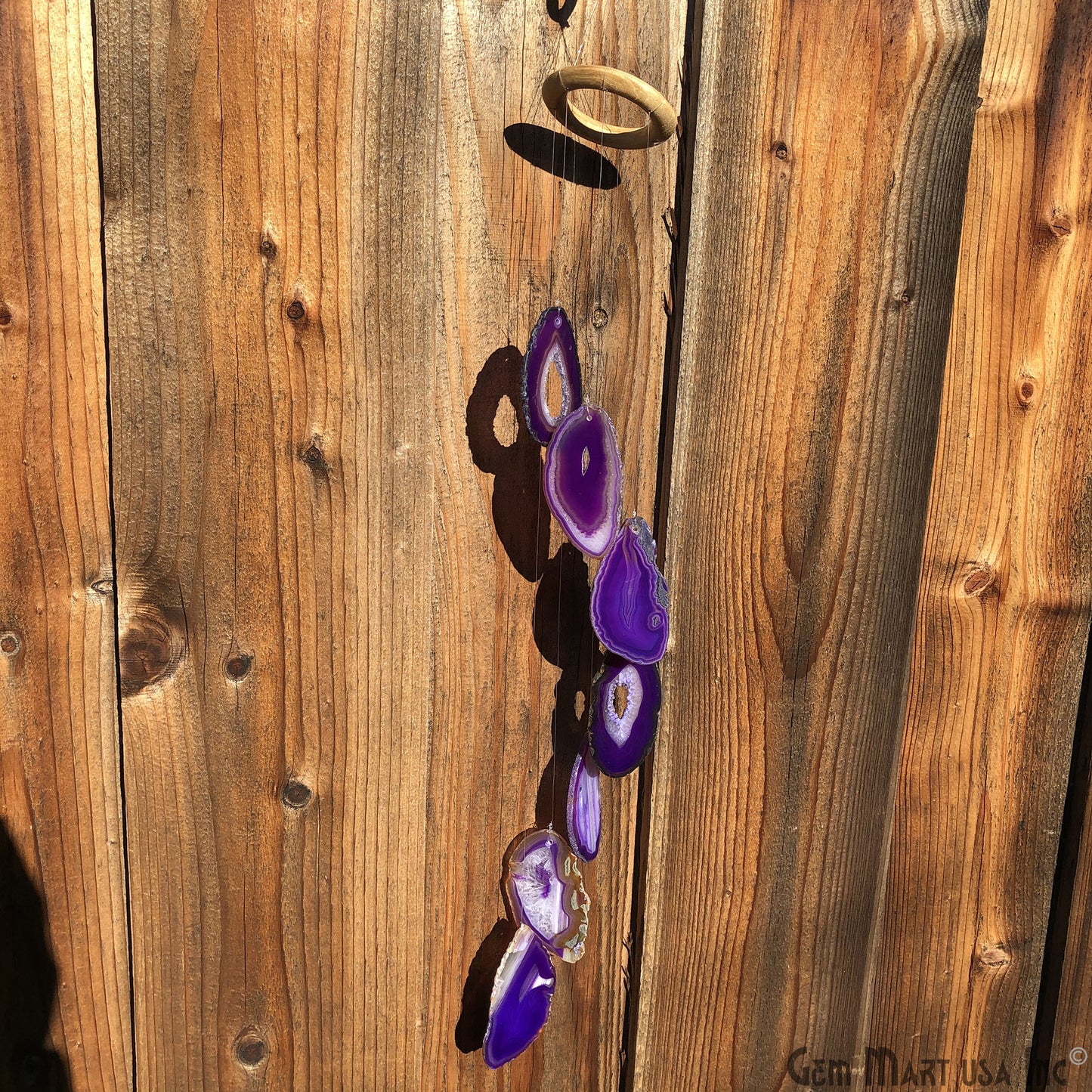 Purple Agate Slice Wind Chime, Natural Gemstone Wind Chime, Garden Décor, Home Décor, Melodic Tones