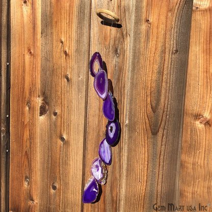 Purple Agate Slice Wind Chime, Natural Gemstone Wind Chime, Garden Décor, Home Décor, Melodic Tones