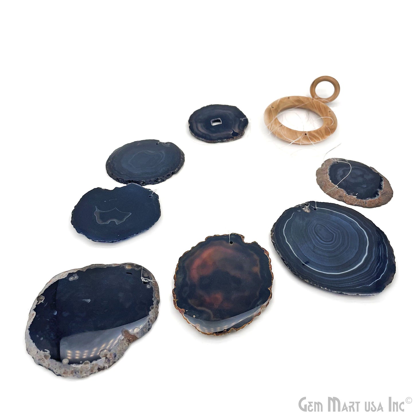 Black Agate Slice Wind Chime, Natural Gemstone Wind Chime, Garden Décor, Home Décor, Melodic Tones