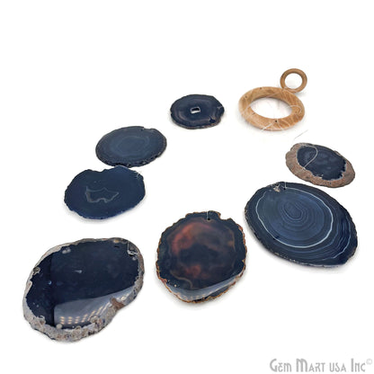 Black Agate Slice Wind Chime, Natural Gemstone Wind Chime, Garden Décor, Home Décor, Melodic Tones