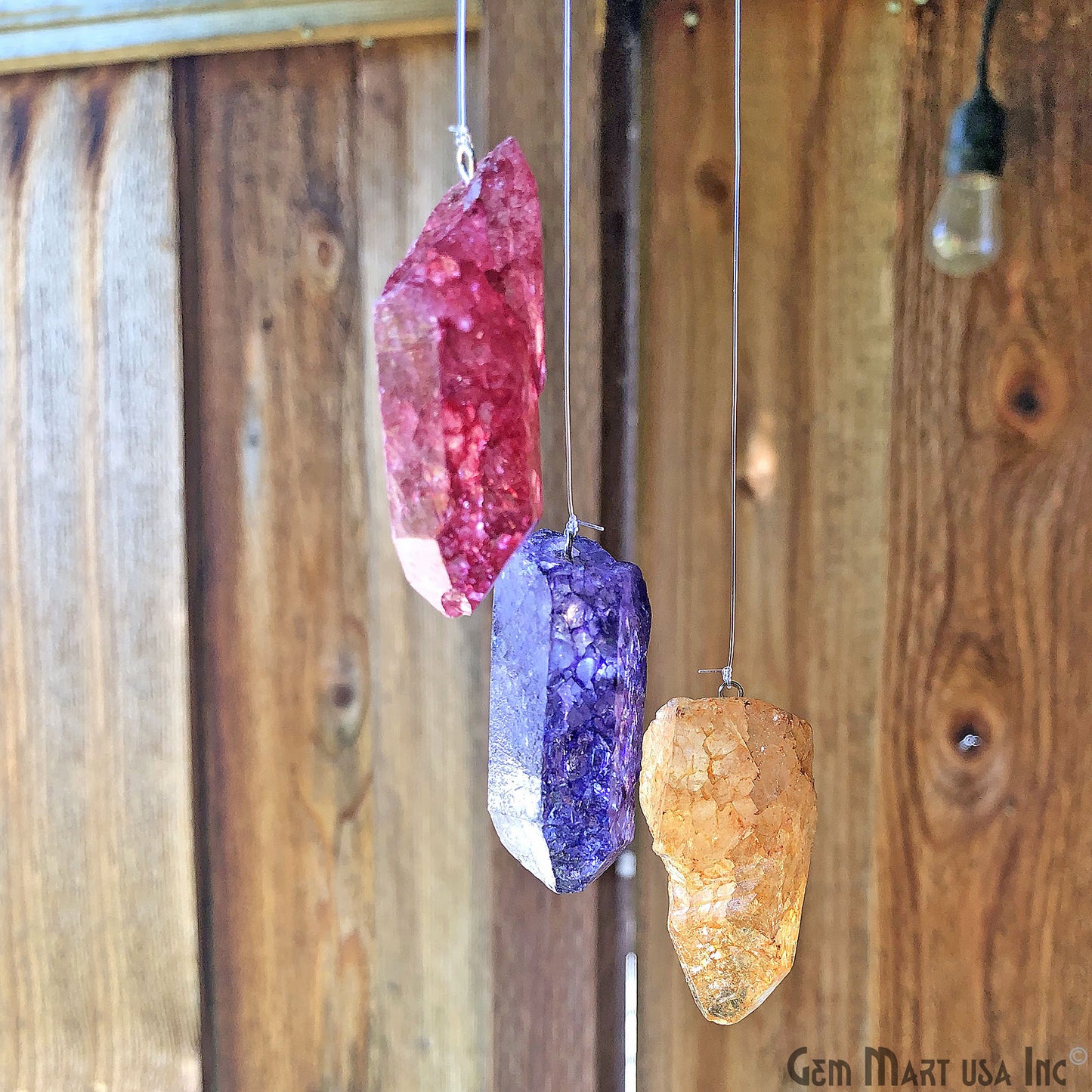 Rainbow Quartz Wind Chime, Natural Crystal Wind Chimes, Garden Décor, Home Décor, Melodic Tones