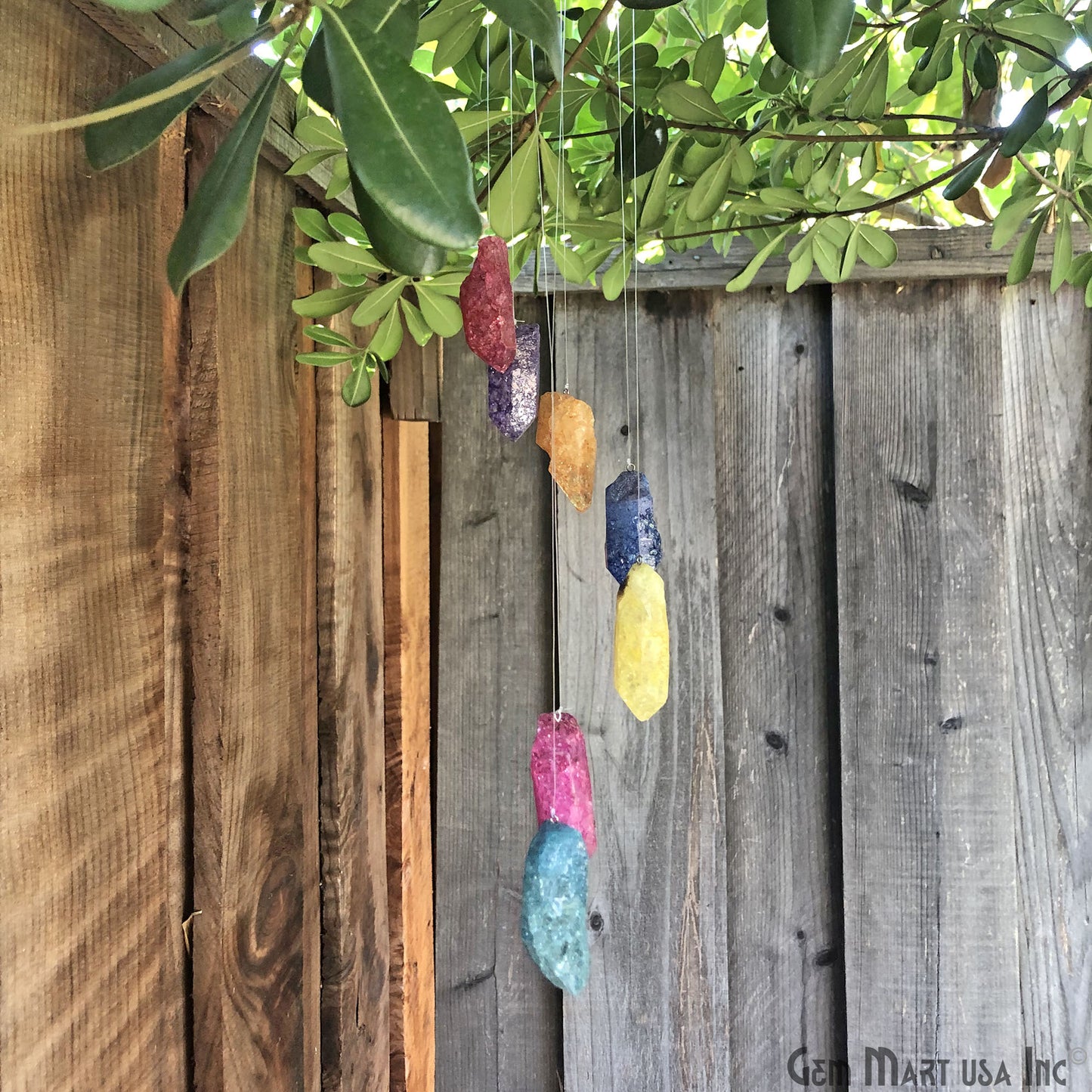 Rainbow Quartz Wind Chime, Natural Crystal Wind Chimes, Garden Décor, Home Décor, Melodic Tones
