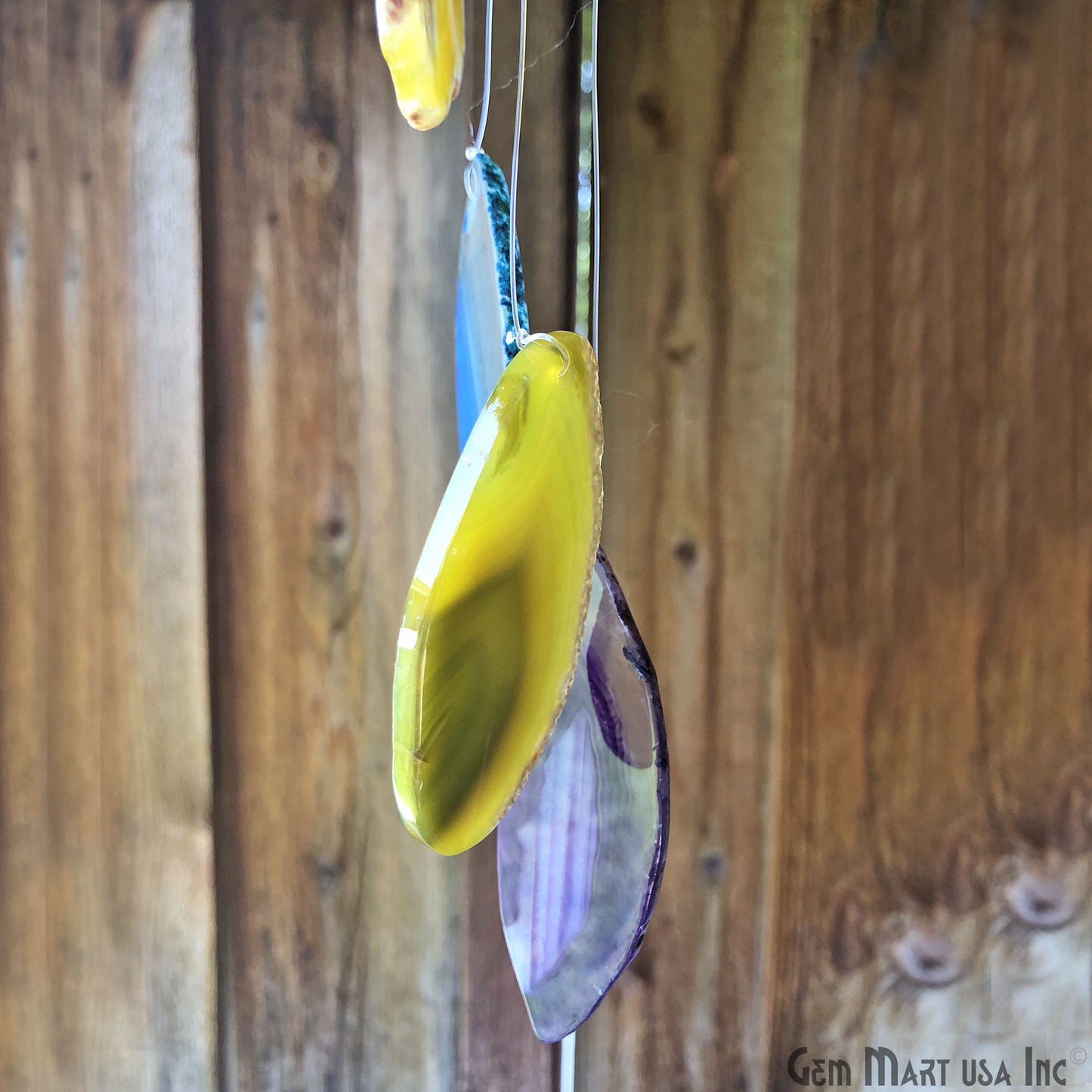 Rainbow Agate Slice Wind Chime, Natural Gemstone Wind Chime, Garden Décor, Home Décor, Melodic Tones