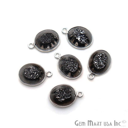 Window Druzy 10x12mm Oval Bezel Cave Druzy Connector (Pick Color, Bail, Plating) - GemMartUSA