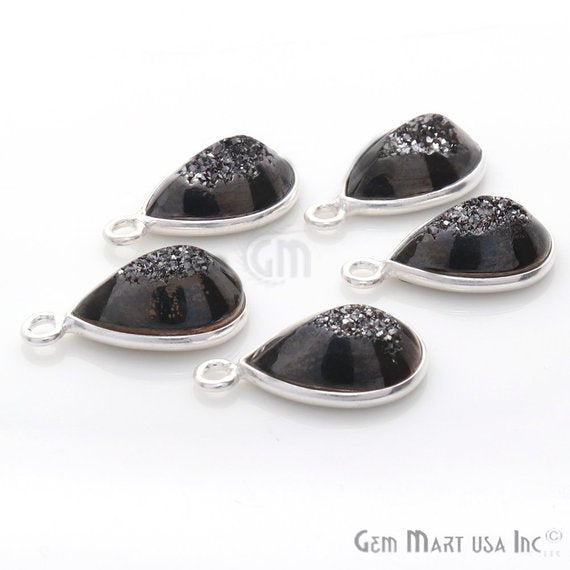 Window Druzy 8x12mm Pears Bezel Cave Druzy Connector (Pick Color, Bail, Plating) - GemMartUSA