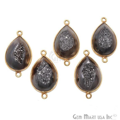 Window Druzy 13x18mm Pears Bezel Cave Druzy Connector (Pick Color, Bail, Plating) - GemMartUSA