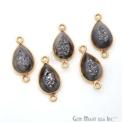 Window Druzy 8x12mm Pears Bezel Cave Druzy Connector (Pick Color, Bail, Plating) - GemMartUSA