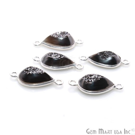 Window Druzy 8x12mm Pears Bezel Cave Druzy Connector (Pick Color, Bail, Plating) - GemMartUSA