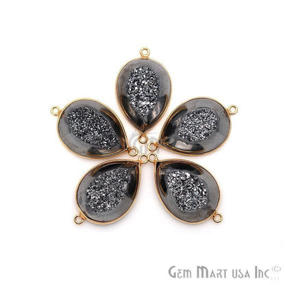 Window Druzy 16x22mm Pear Bezel Cave Druzy Gemstone Connector (Pick Your Color, Bail) - GemMartUSA