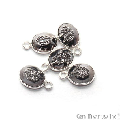 Window Druzy 7x9mm Oval Bezel Cave Druzy Gemstone Connector (Pick Your Color, Bail, or Plating) - GemMartUSA