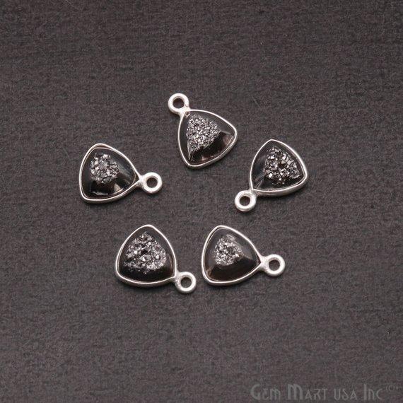 Window Druzy 8mm Trillion Shape Bezel Cave Druzy Gemstone Connector (Pick Your Color, Bail, Plating) - GemMartUSA