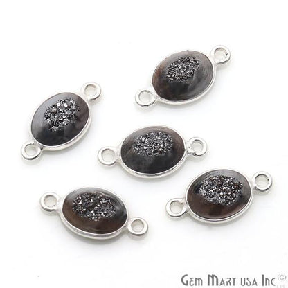 Window Druzy 7x9mm Oval Bezel Cave Druzy Gemstone Connector (Pick Your Color, Bail, or Plating) - GemMartUSA