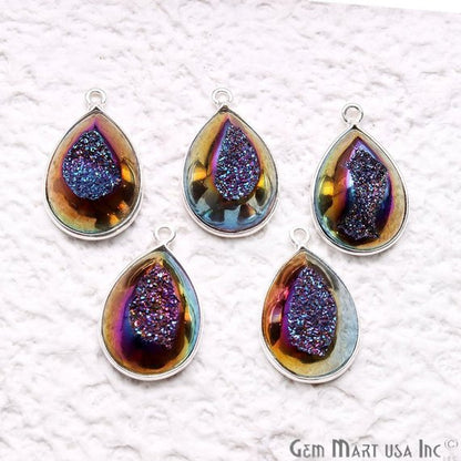 Window Druzy 13x18mm Pears Bezel Cave Druzy Connector (Pick Color, Bail, Plating) - GemMartUSA