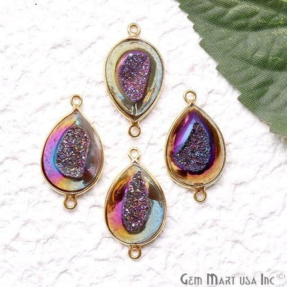 Window Druzy 13x18mm Pears Bezel Cave Druzy Connector (Pick Color, Bail, Plating) - GemMartUSA