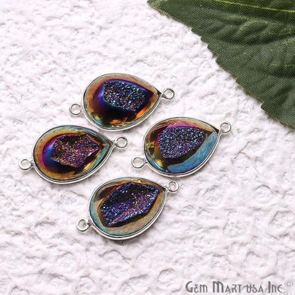 Window Druzy 13x18mm Pears Bezel Cave Druzy Connector (Pick Color, Bail, Plating) - GemMartUSA