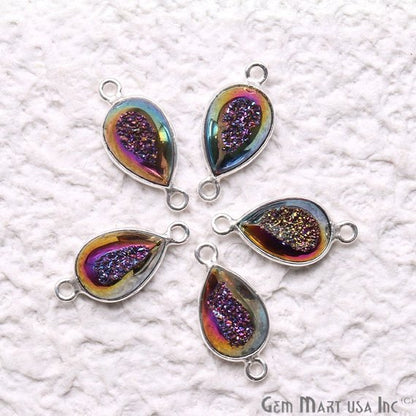 Window Druzy 8x12mm Pears Bezel Cave Druzy Connector (Pick Color, Bail, Plating) - GemMartUSA
