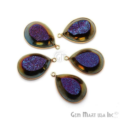 Window Druzy 16x22mm Pear Bezel Cave Druzy Gemstone Connector (Pick Your Color, Bail) - GemMartUSA
