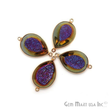 Window Druzy 16x22mm Pear Bezel Cave Druzy Gemstone Connector (Pick Your Color, Bail) - GemMartUSA