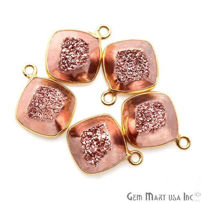 Window Druzy 10mm Cushion Shape Bezel Cave Druzy Gemstone Connector (Pick Your Color, Bail, Plating) - GemMartUSA