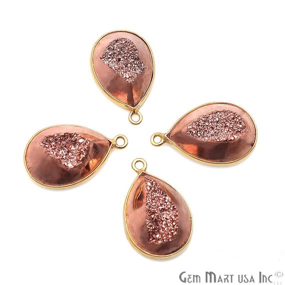 Window Druzy 13x18mm Pears Bezel Cave Druzy Connector (Pick Color, Bail, Plating) - GemMartUSA