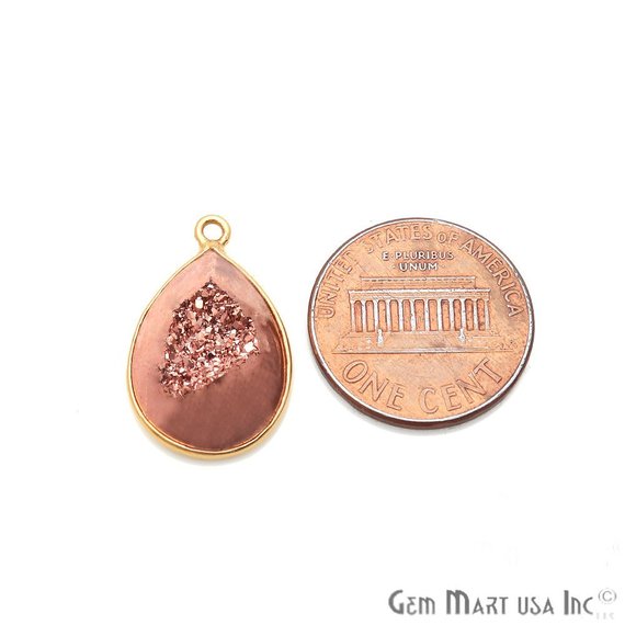 Window Druzy 13x18mm Pears Bezel Cave Druzy Connector (Pick Color, Bail, Plating) - GemMartUSA