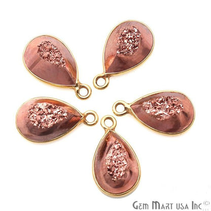 Window Druzy 8x12mm Pears Bezel Cave Druzy Connector (Pick Color, Bail, Plating) - GemMartUSA