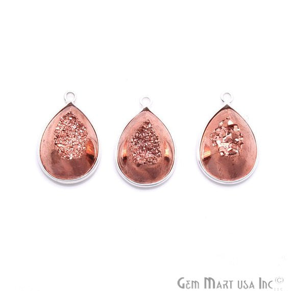 Window Druzy 13x18mm Pears Bezel Cave Druzy Connector (Pick Color, Bail, Plating) - GemMartUSA