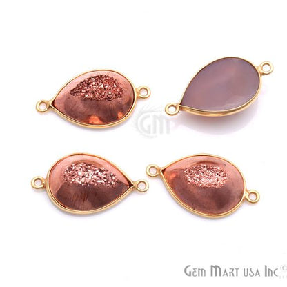Window Druzy 13x18mm Pears Bezel Cave Druzy Connector (Pick Color, Bail, Plating) - GemMartUSA