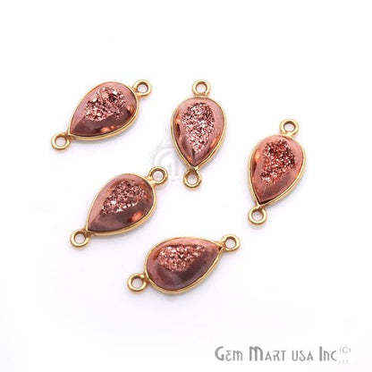 Window Druzy 8x12mm Pears Bezel Cave Druzy Connector (Pick Color, Bail, Plating) - GemMartUSA