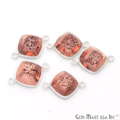 Window Druzy 10mm Cushion Shape Bezel Cave Druzy Gemstone Connector (Pick Your Color, Bail, Plating) - GemMartUSA