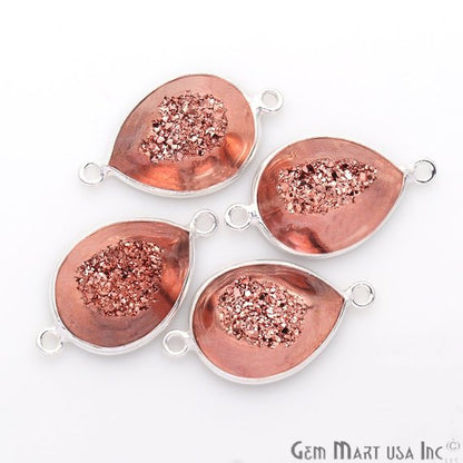 Window Druzy 12x16mm Pears Bezel Cave Druzy Connector (Pick Color, Bail, Plating) - GemMartUSA