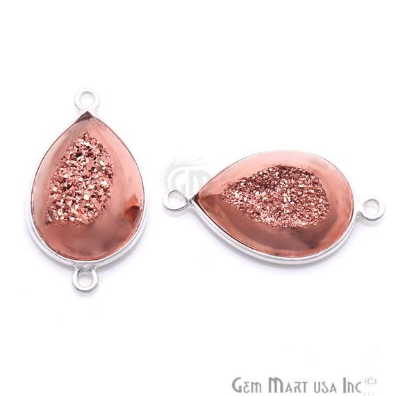 Window Druzy 13x18mm Pears Bezel Cave Druzy Connector (Pick Color, Bail, Plating) - GemMartUSA